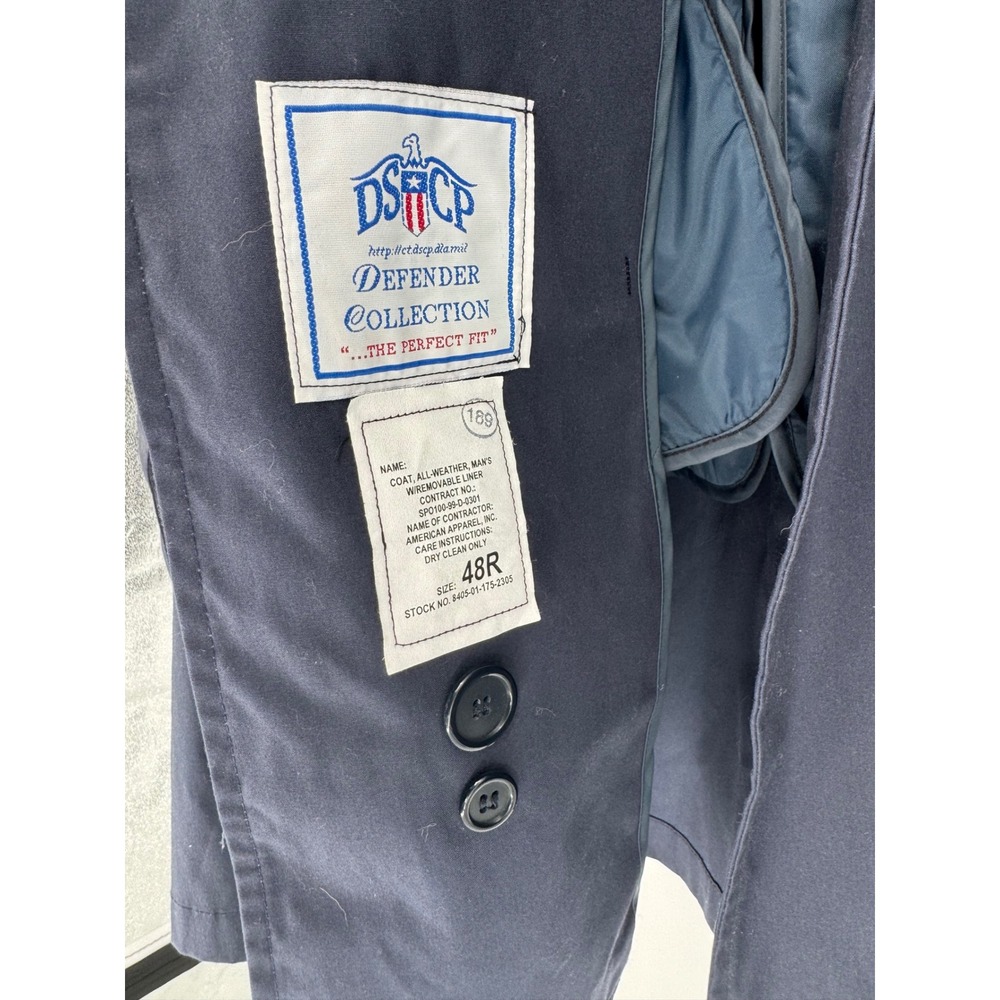 Vintage‎ US Military All-Weather Trench Coat 48R Removable Liner Navy - Picture 4 of 12